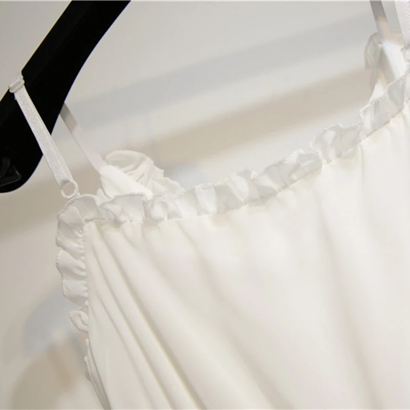 2020 Новое модное женское платье средней длины без рукавов шифоновое белое