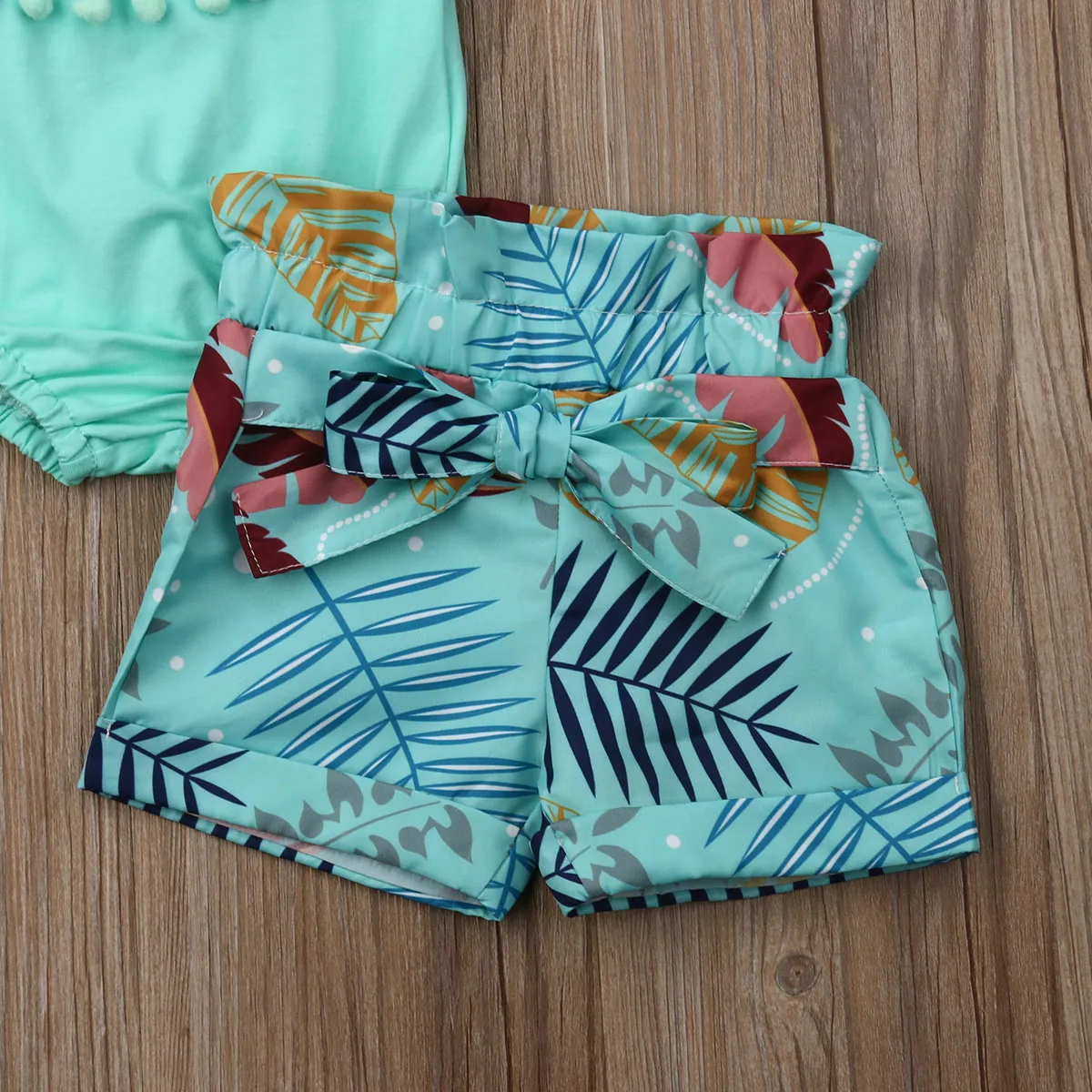 Летняя одежда для маленьких девочек кисточки шорты с цветочным принтом комплект