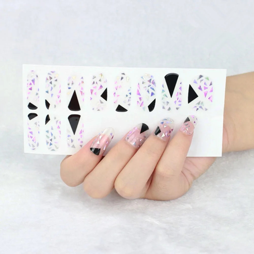 5 шт./лот блестящий дизайн ногтей разбитое стекло трафарет для пальцев наклейки