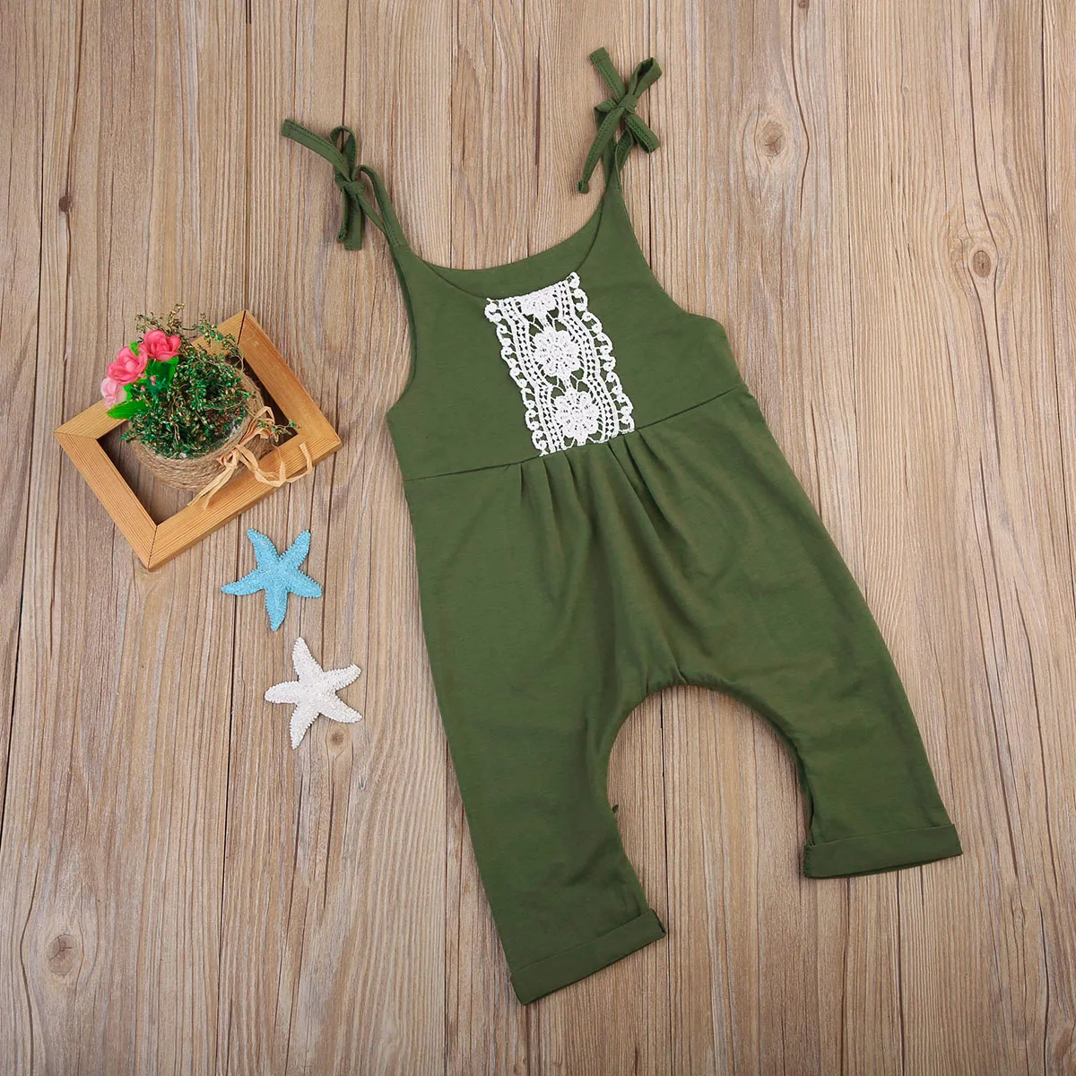 Летний комбинезон для новорожденных мальчиков и девочек без рукавов кружевные