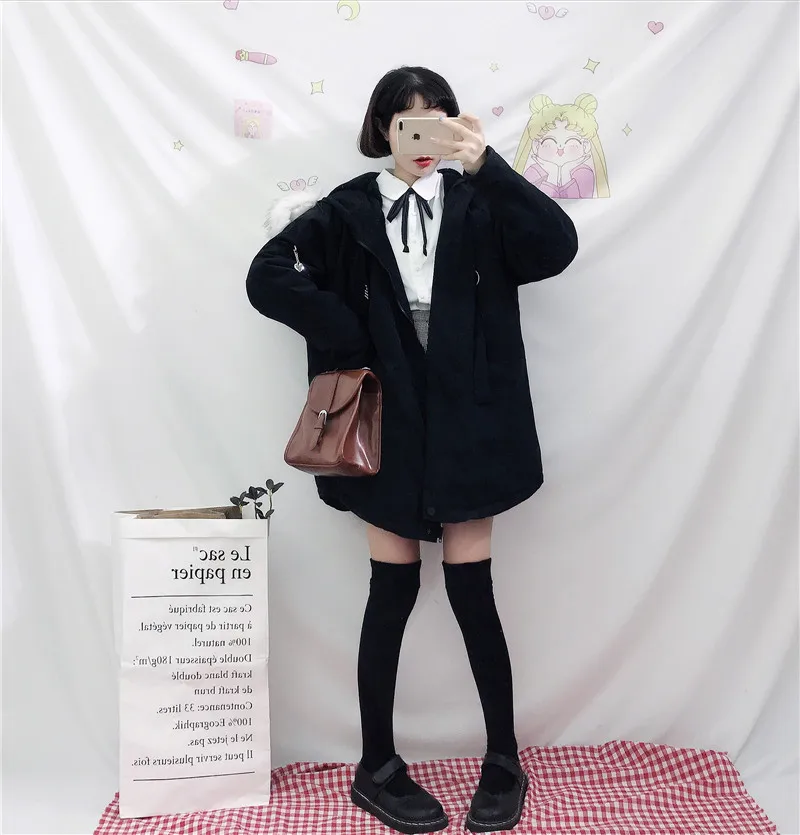 Chaquetas mujer invierno 2018 одежда Утепленная стеганая куртка для девочек черный hooede harajuku
