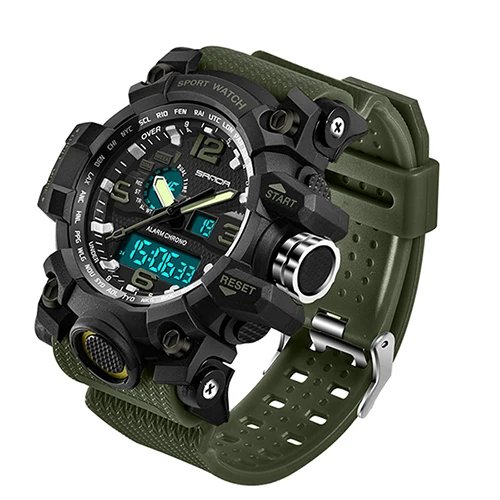 army green Сандалии мужские военные спортивные часы мужские лучший бренд класса люкс известный электронный светодиодный цифровой наручные часы мужской Relogio Masculino 742 - Цвет: army green