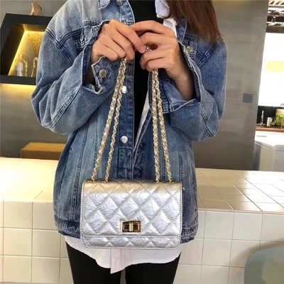 NEW silver Women Shoulder Bags Female Party Crossbody Chain Bag Plaid Handbag Quilted Sac A Main Femme Leather Handbags | Багаж и сумки
