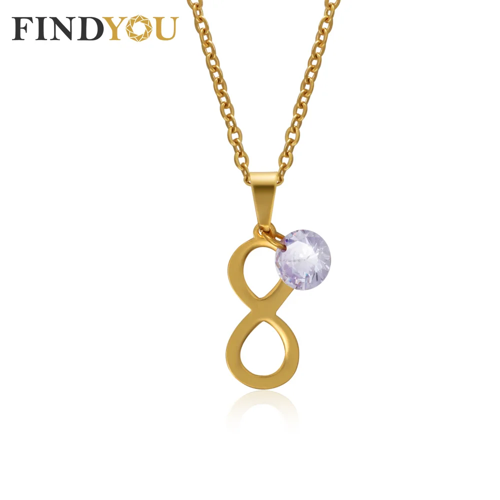 Персонализированные ожерелья FINDYOU Infinity Love золотого цвета на заказ из камня по