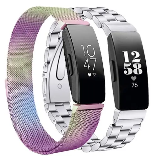2 шт. Для Inspire& Inspire огнеупорные часы группа нержавеющая сталь+ Milanese Loop сетки Замена браслет металлический бизнес ремешок