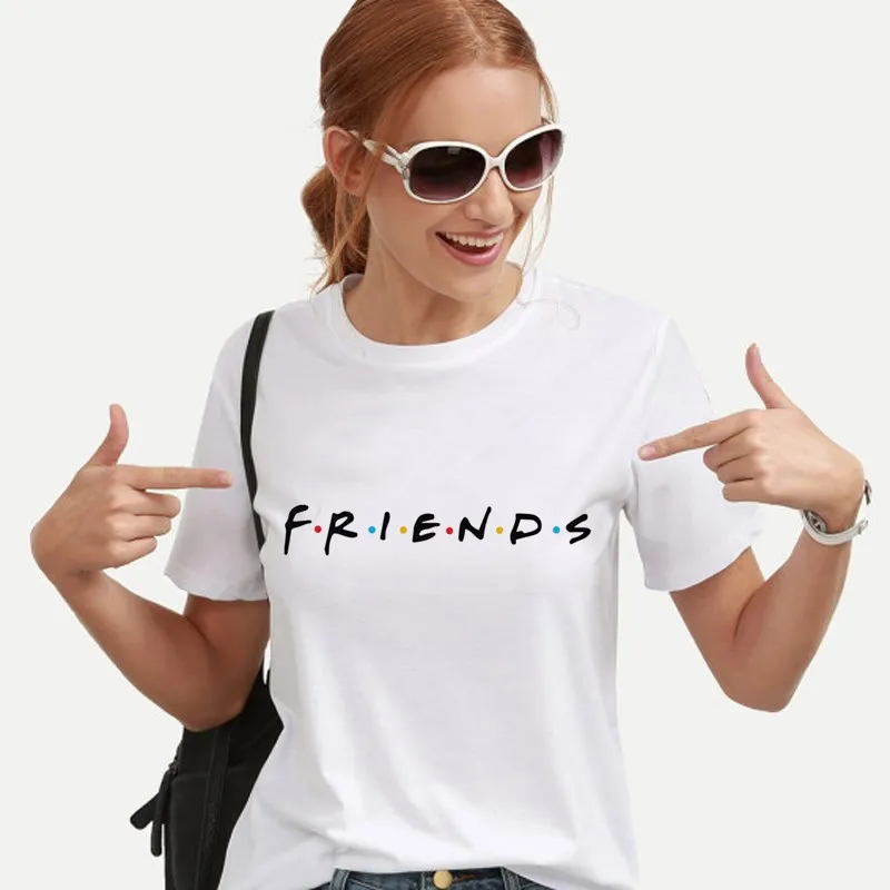 Летняя женская футболка CDJLFH с надписью Friends новинка топ черная Повседневная