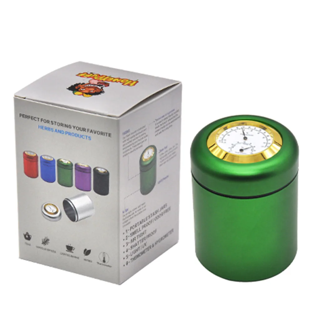 Green with Box COURNOT Air Craft Алюминиевый металлический контейнер для хранения с термометром и гигрометром герметичный контейнер для хранения таблеток Чехол - Цвет: Green with Box