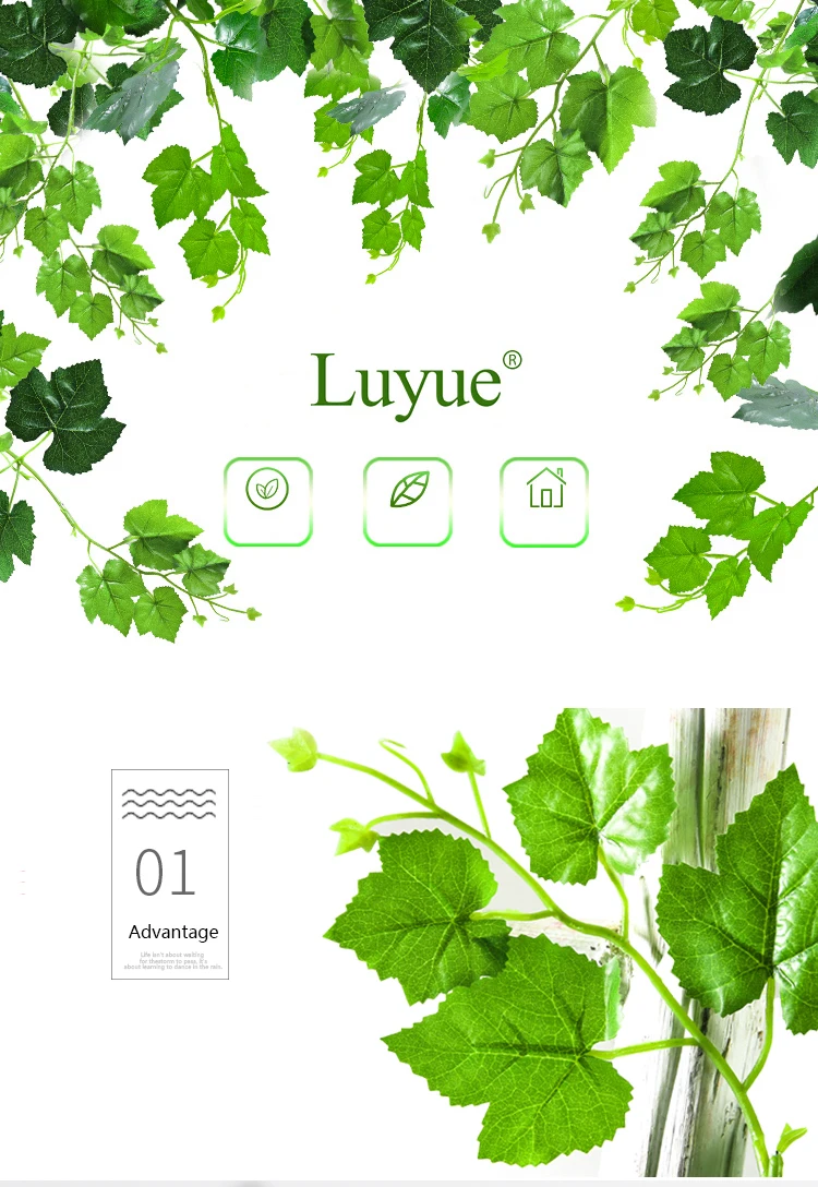 Luyue 2,2 м искусственные виноградные листья наружное украшение сада имитация scindapsus лист поддельные цветы зеленые растения виноградные лозы внутренний двор