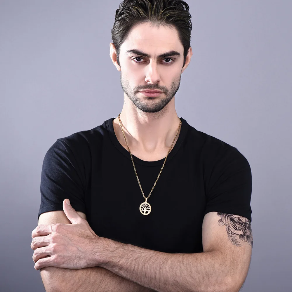 Pro Сталь Мода Древо жизни Тотем Подвески и Ожерелья для мужчин Нержавеющая сталь