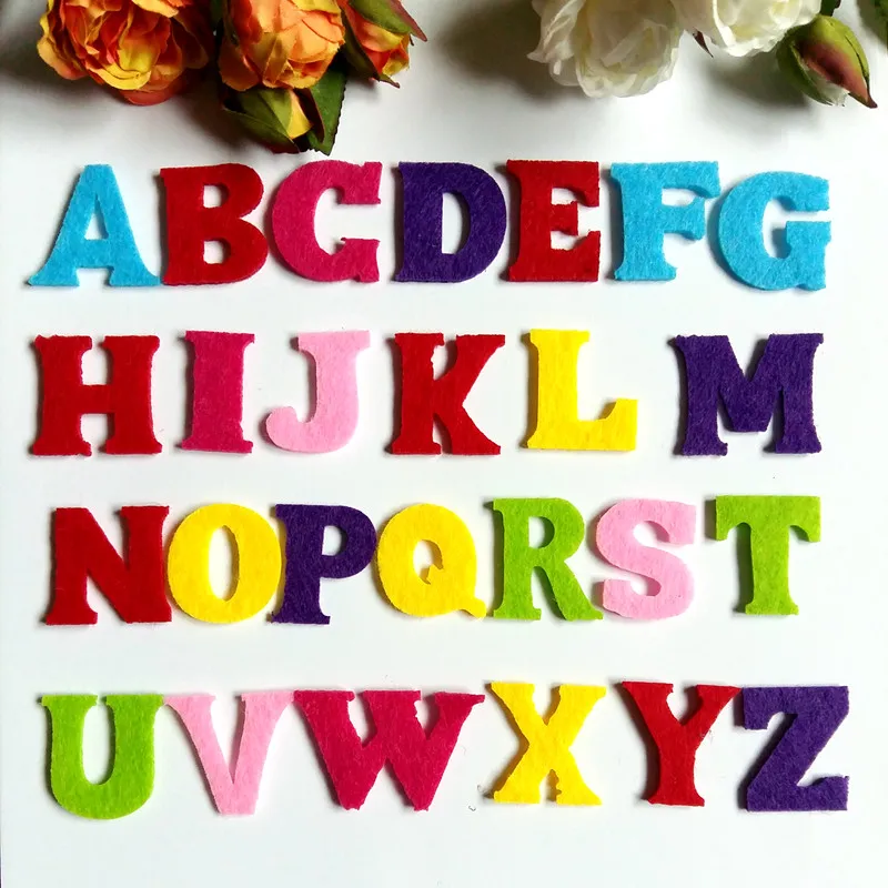400PS случайная смесь цветов andLetter Войлок Алфавит Форма патч с аппликацией для