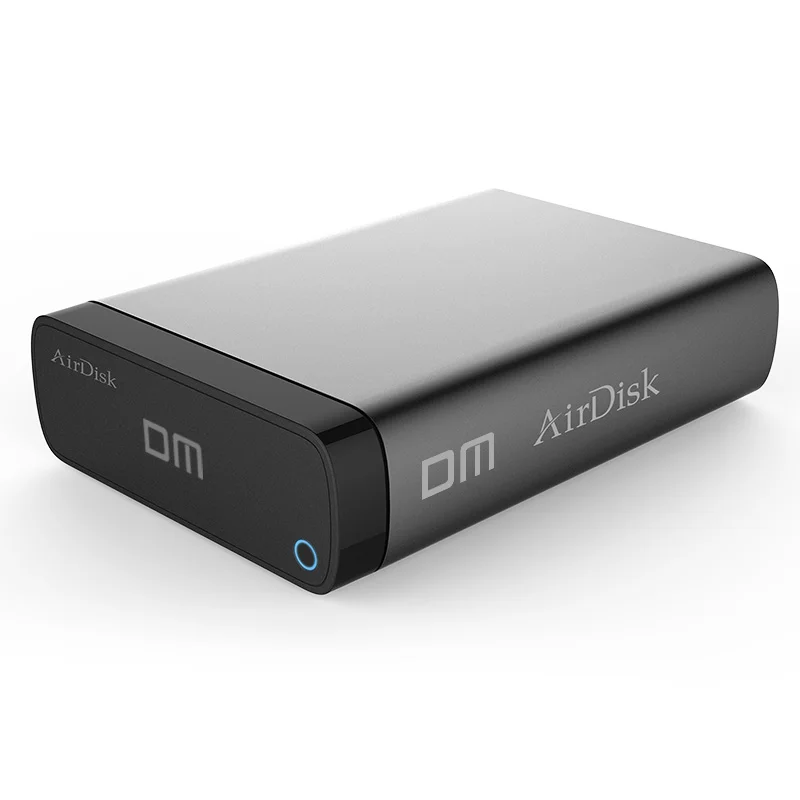 Беспроводной портативный жесткий диск DM Q3C с WiFi и подключением SATA черного цвета для HDD и SSD дисков размером 2.5/3.5 дюйма в модном дизайне.