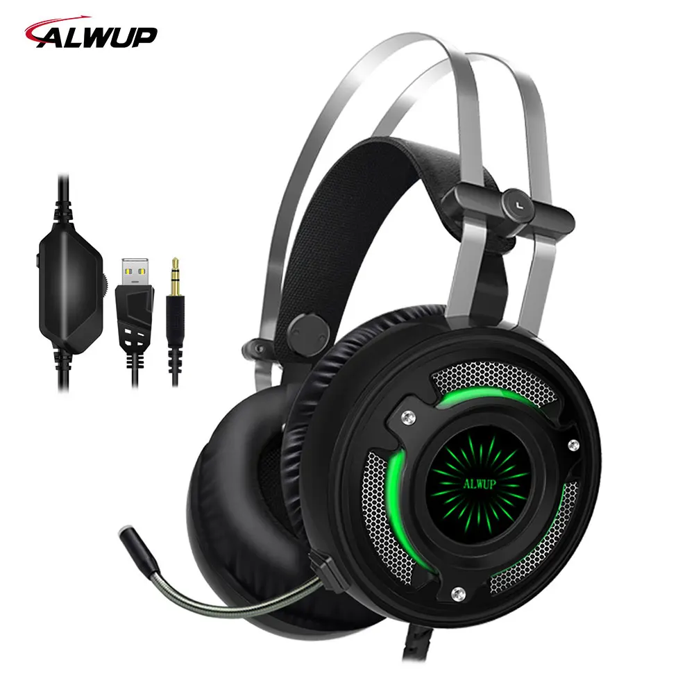 ALWUP UPA6 игровая гарнитура PS4 7 цветов светодиодный светильник USB наушники для
