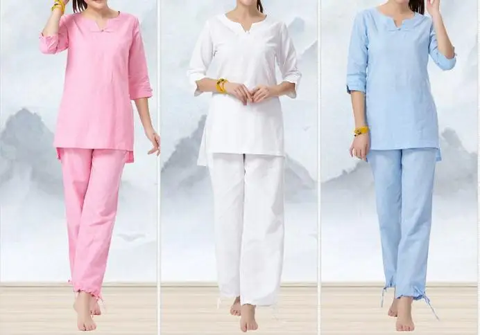 Женские костюмы для йоги из хлопка и льна 3 цвета весна осень лето женская одежда