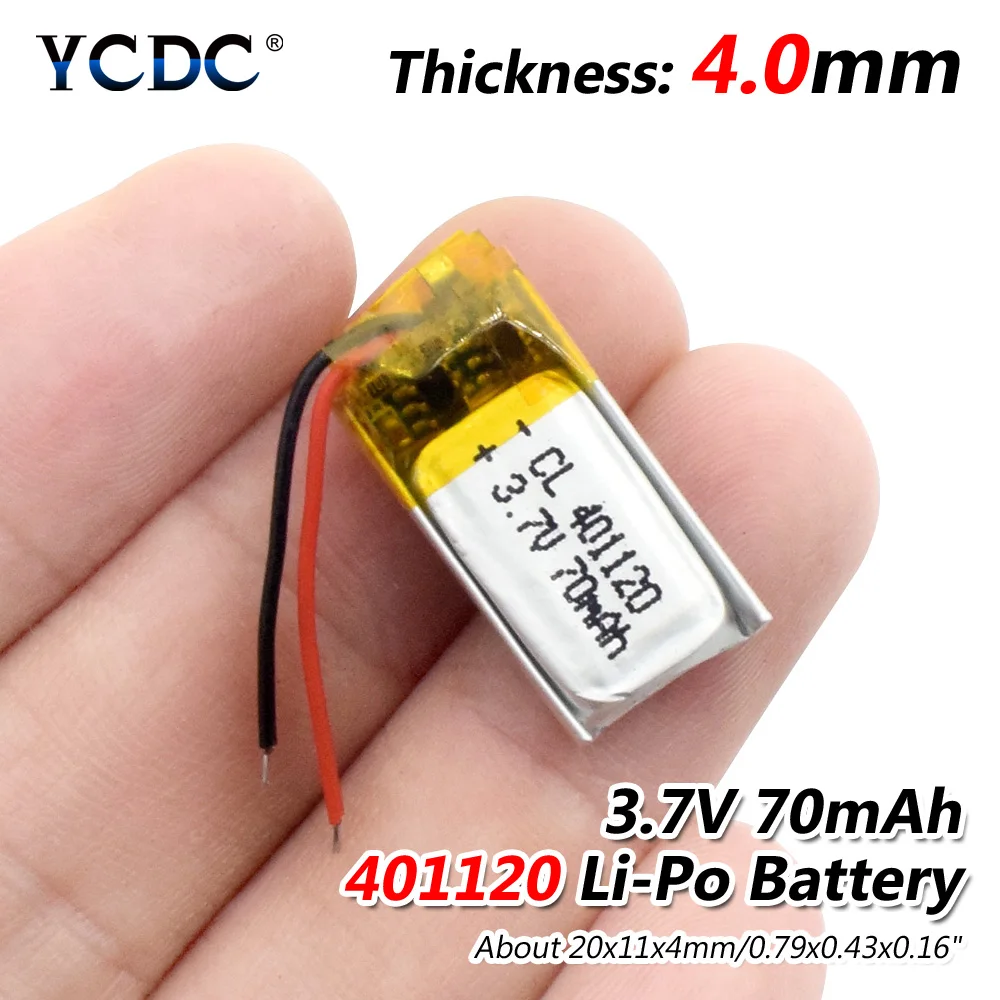 3,7 V 70mAh 401120 литий-полимерный Li-Po литий-ионный аккумулятор Lipo cells для мобильных bluetooth наушников gps POS