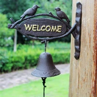 cast iron hanging dinner bell welcome two birds antique decorative wall mounted door bell rustic garden outdoor bell on the door