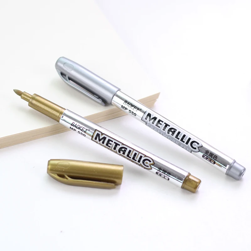 Creative stationery Metal color craft pen golden and silver paint 1.5mm Art Markers | Канцтовары для офиса и дома