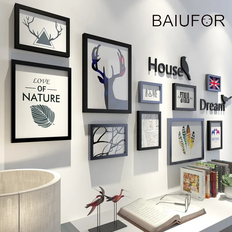 BAIUFOR 10 шт./компл. фоторамка из дерева Фоторамка семейный КОЛЛАЖ ФОТОРАМКИ