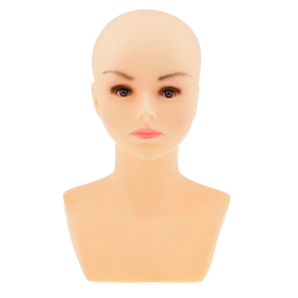 Free Standing Display Female Mannequin Head with Bust for Hair Wigs Salon, Retail Stores