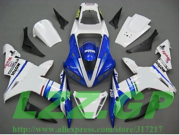 

100%NEW Injection Fairing body for YAMAHA 02 03 YZF R1 2002 2003 YZF1000 02 03 YZF-R1 02 03 Blue white fairings LZZ.GP