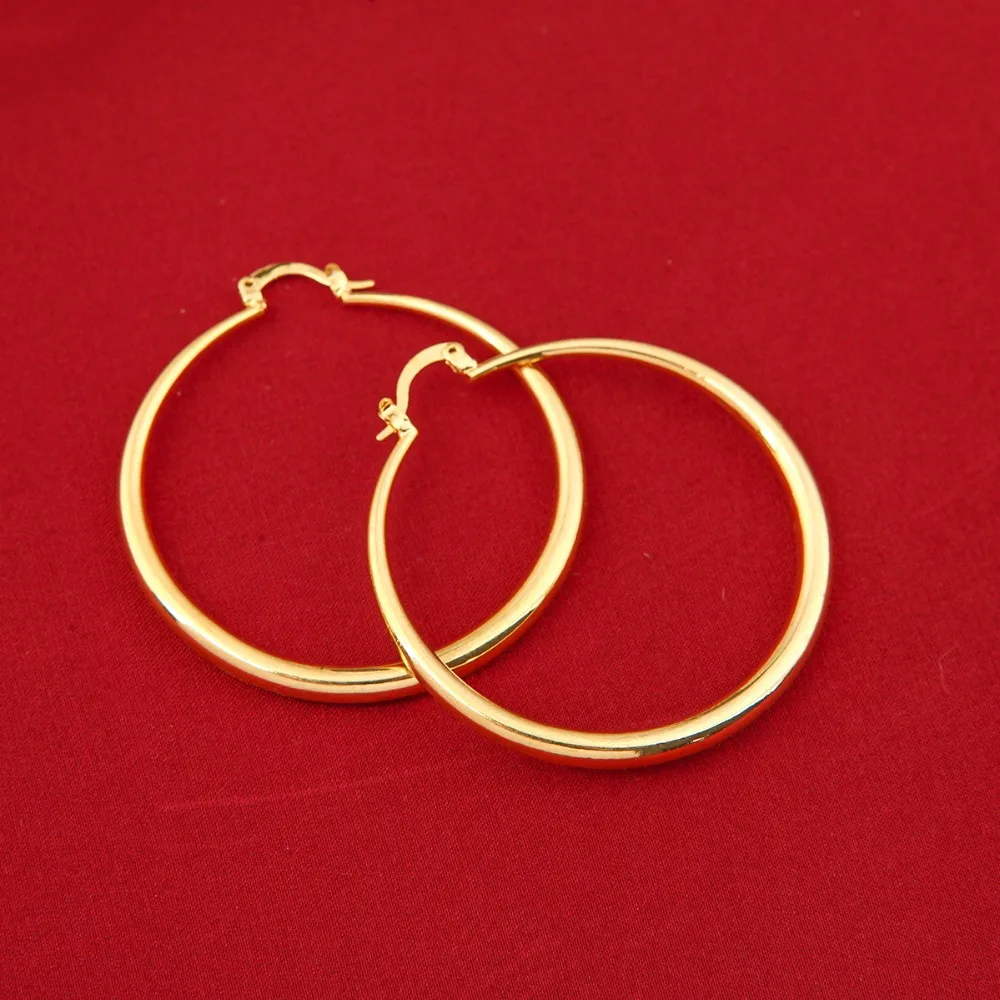 Оптовые продажи большой круг обруч серьги элегантные позолоченные