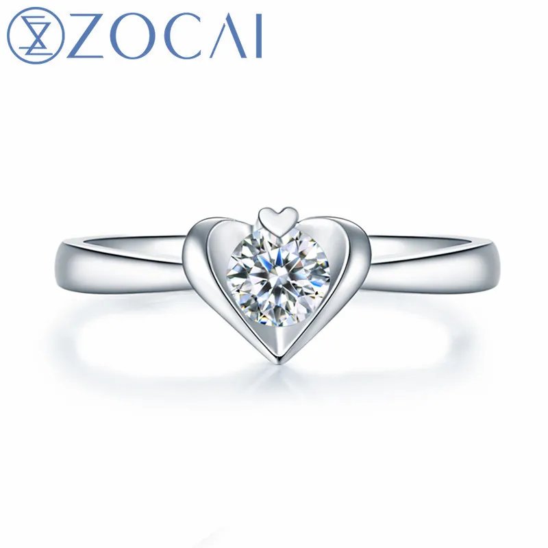 

ZOCAI Brand Design Engagement Ring Real Certificated Diamond 0.2CT H/SI 18K White Gold(AU750) Ring Gift Ring Free Engrave W06621