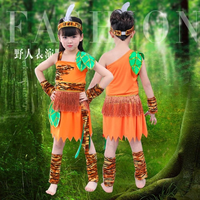 

Savage Clothing Children Performance Clothing Costumes African Indian Children's Hunter Performance Clothing Women