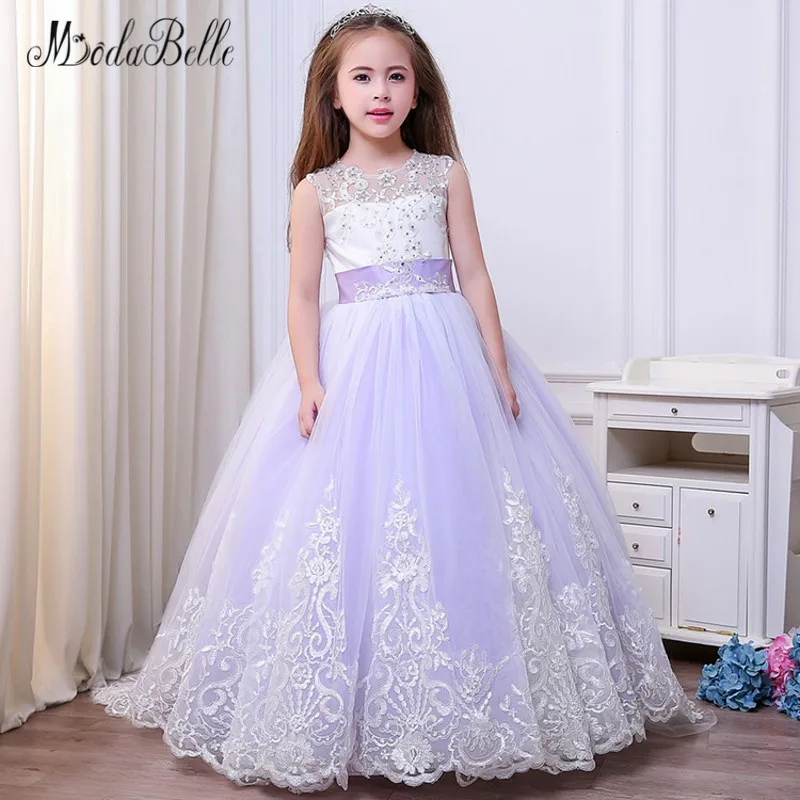 Детское кружевное платье с длинным шлейфом аппликацией|beautiful communion dresses|communion