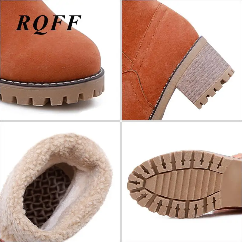 Женские ботинки с круглым носком большие размеры зимние уличные теплые женские