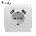 Новый ЕС Стандартный стены Мощность розетка с 2 портами (стандарт 5V2A Кухня офисная настольная розетка настольная электрическая розетка A2-01