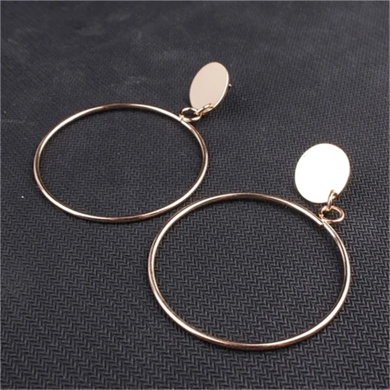 SNUOFO 2018 Fashion Simple Beautiful Personality Temperament Round Gold Silvery Women Drop Earrings European And American Style | Украшения