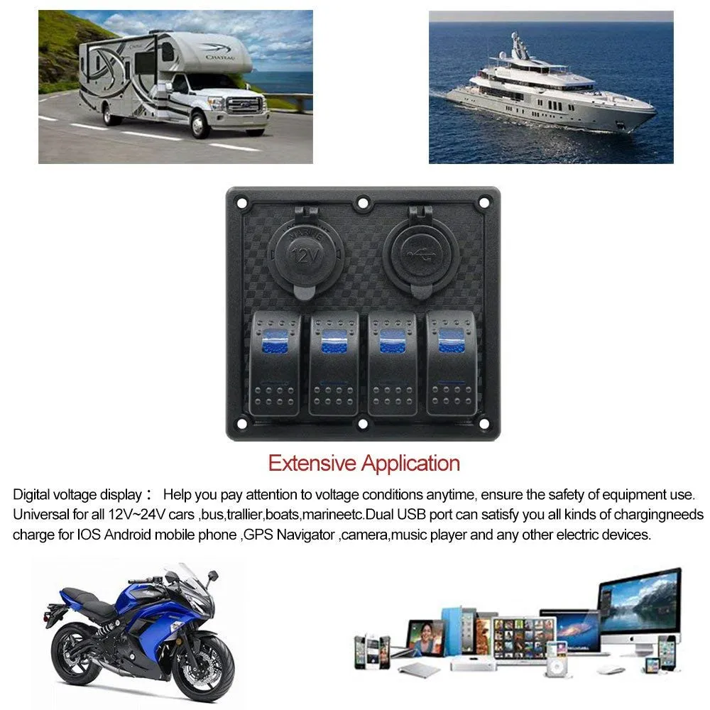 USB Автомобильное зарядное устройство вольтметр 8 банд клавишная панель