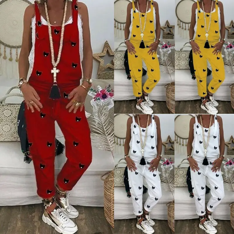 Женский свободный комбинезон однотонный с принтом | Женская одежда