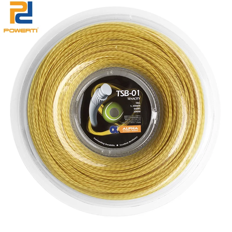 POWERTI TENACITY 1.30mm Tennis String Wire Soft Tennis Racket String 200m Reel 56-59 Pounds Yellow TSB-01
