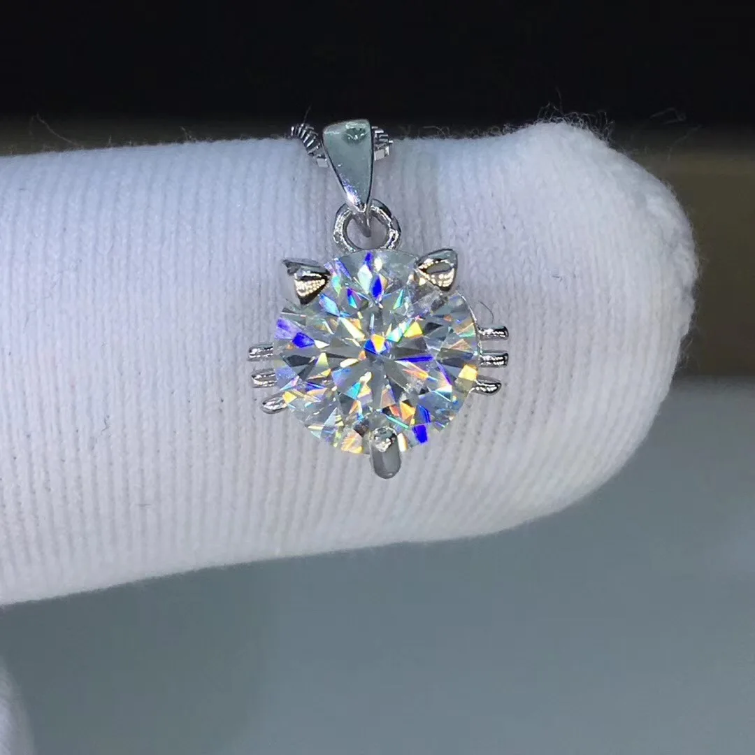 Круглые серебряные подвески Moissanite, 1 CT D VVS, роскошные Подвески Moissanite Weding для женщин