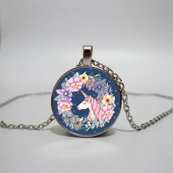 WUSQWSC Cute Unicorn Vintage Necklace Antique Bronze Ingot Glass Chain Lady Handmade Jewelry Gift Private Custom | Украшения и
