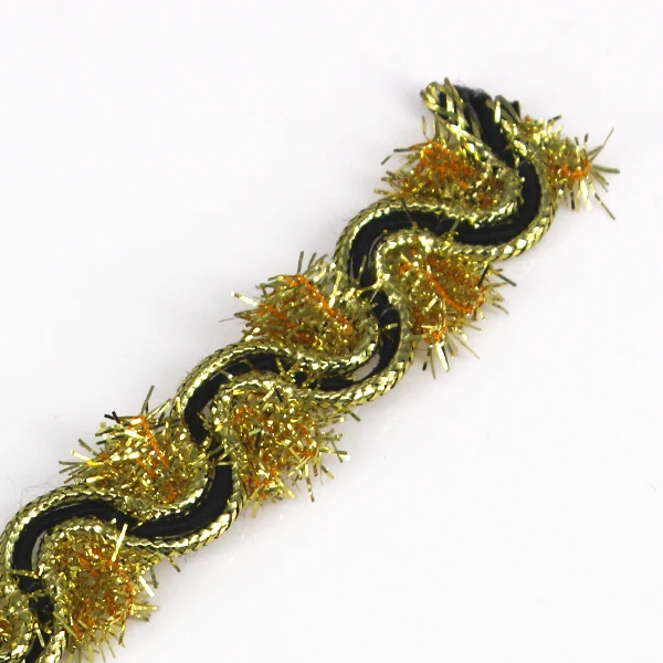Плетеная Золотая черная витая отделка вышитая декоративная аппликация