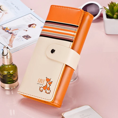 2016 женский длинный клатч из искусственной кожи с кошкой кошелек чековой книжкой