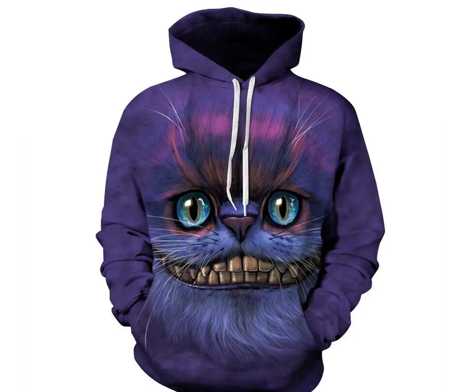 S xxxl Cheshire кошка печать 3d толстовки для мужчин/женщин с капюшоном тонкая толстовка