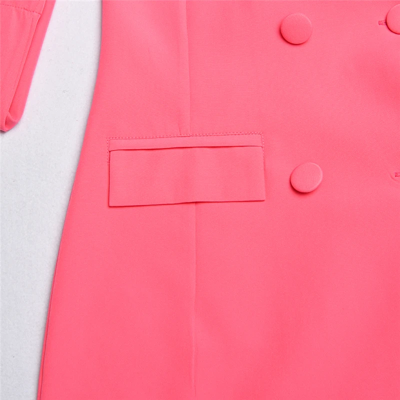 Colysmo Sexy Blazer Dress Women Autumn Slim Fit Bodycon Pockets Ffice Lady Short Dress Double Breasted Work Wear Pink Dress