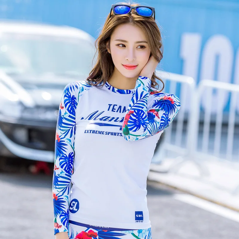 Женский раздельный купальник для серфинга пляжный спортивный костюм с цветочным