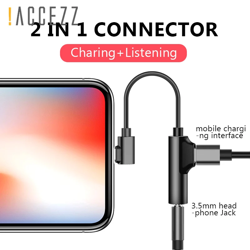 ! ACCEZZ освещение Aux адаптер для iphone зарядки прослушивания сплиттер Apple 8 XS MAX IOS