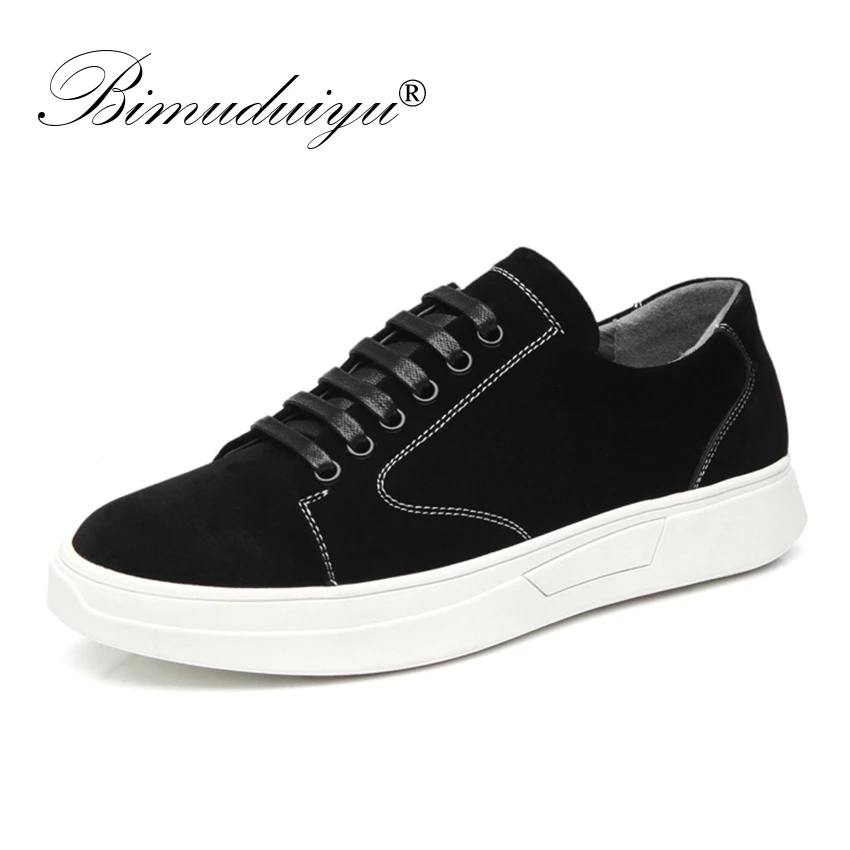 BIMUDUIYU 2019 New Mens Casual walking Shoes Pig Suede leather Sneakers Breathable Yellow Brand Flats Oxford | Обувь