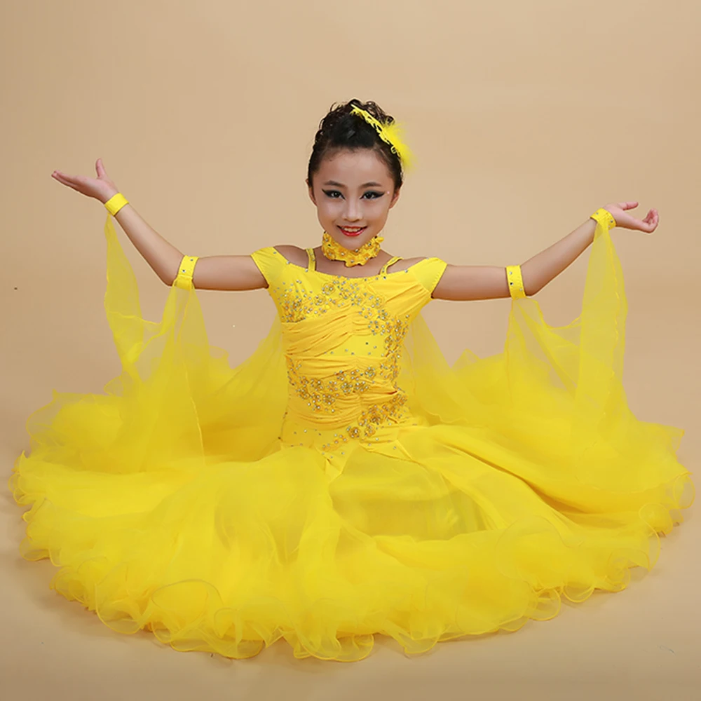 2018 Новое Детское бальное платье для танцев девочек 1 предмет 6 цветов с блестками