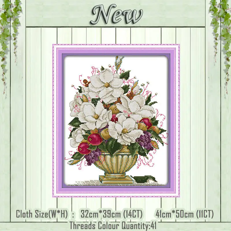 The beautiful vase 3 Бабочка Тени картина с цветочной вазой Счетный принт на холсте DMC 11CT 14CT наборы для вышивки крестиком набор для рукоделия - Цвет: The beautiful vase 3