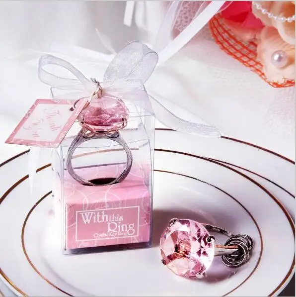 

30pcs/lot Wedding diamond decoration ring shape Key accessories wedding favors and gifts Wedding Gifts For Guests