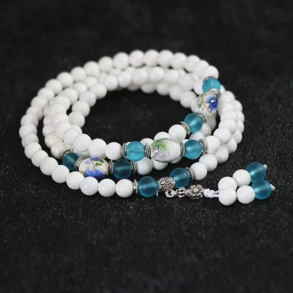 Женский браслет с подвеской в античном стиле Круглый из натурального белого