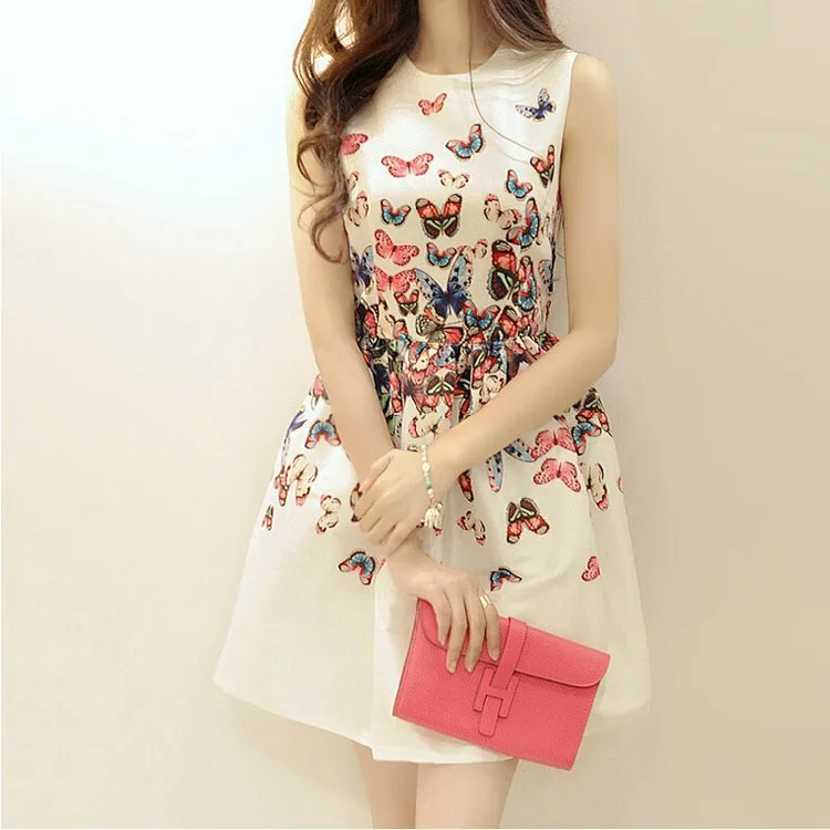 Free shipping 2015 fashion casual selling ZR7 sexy woman style butterfly print party dress summer Vestidos Casual | Женская одежда