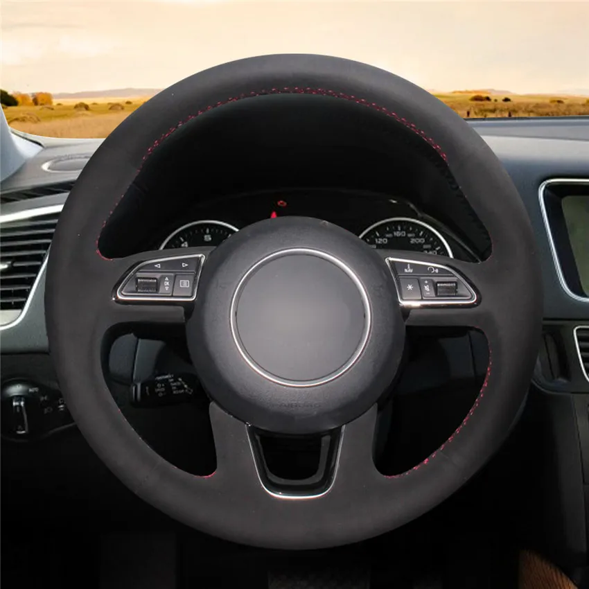 MEWANT черная замша рулевого колеса автомобиля Обложка для Audi Q3 Q5 2013 2014 2015 |