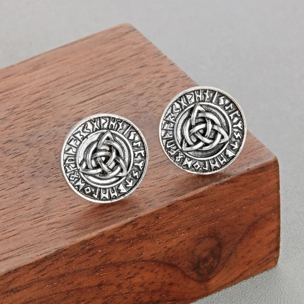Маленькие круглые серьги Chereda викинги знаки серьги-гвоздики для мужчин бронзовые