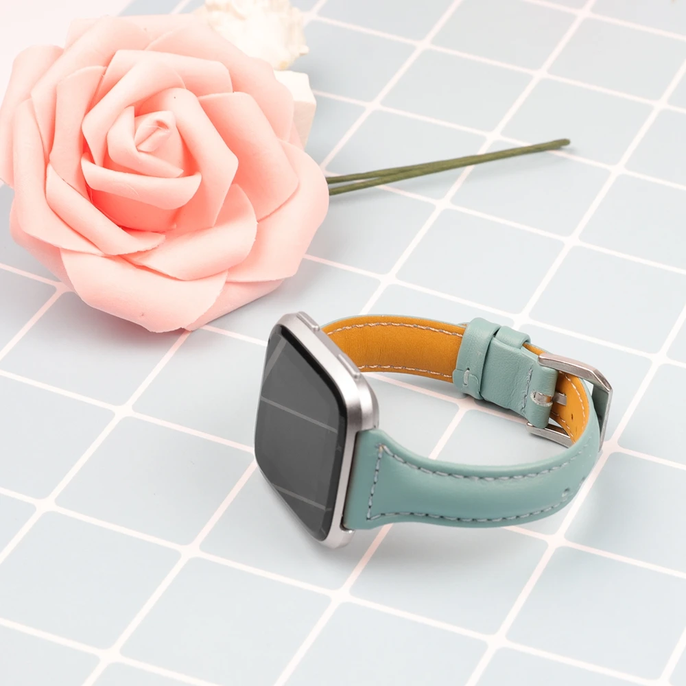 Силиконовый кожаный ремешок премиум класса браслеты Замена для Fitbit Versa Смарт